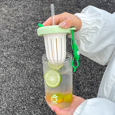 Tea Separation Tea Cup 500ml High Appearance Cold Extraction Cup with Straw Water Cup Activity Gift