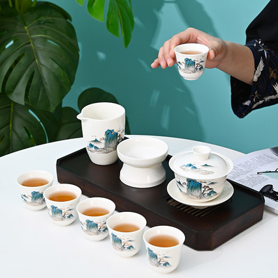 Qianshan Sheep Fat Jade Kung Fu Tea Set Perfect Business Companion Gift Occasion Year