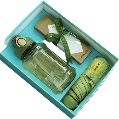 Summer Necessities Graduated Straw Glass Small Fan and Sunny Umbrella Three-Piece Set