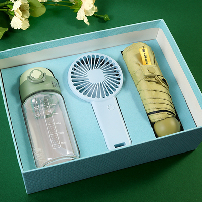 Customized Graduated Straw Glass Small Fan and Sunny Umbrella Summer Event Essentials