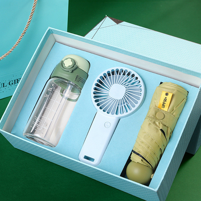 Customized Graduated Straw Glass Small Fan and Sunny Umbrella Summer Event Essentials