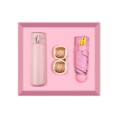 Summer Three-Piece Set Water Drop Digital Display Cup Neck Fan Folding Umbrella Gifts