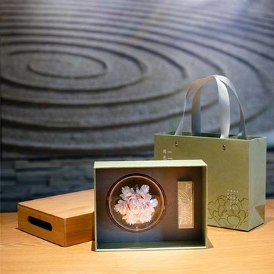 1 Color Printing Ceramic Flower Kneading Set with Bamboo Tray and Handbag Gift Box