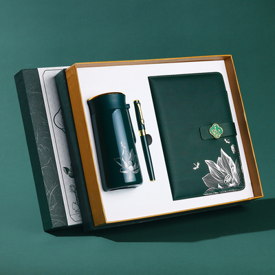 Color Printed Business Gift Set Notepad Insulation Cup and Pen for Customized Logo