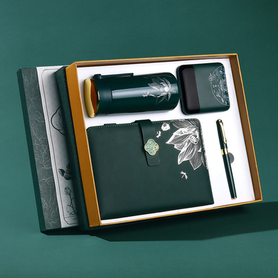Color Printed Business Gift Set Notepad Insulation Cup and Pen for Customized Logo