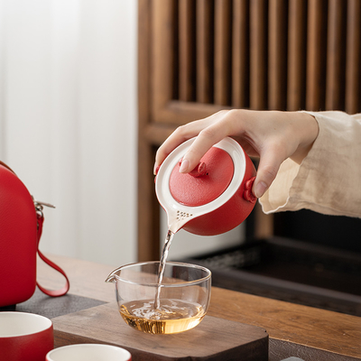 Customer's Logo Chinese Style Tea Set in Portable EVA Bag Perfect for Sports and Games