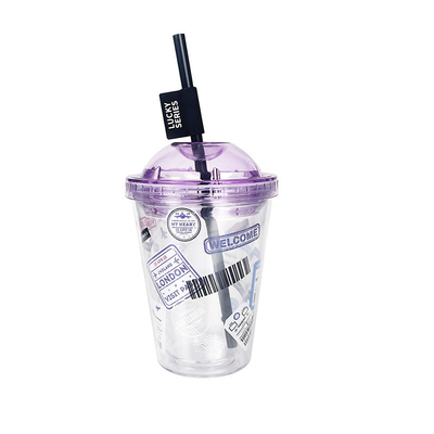 High Beauty Instagram Straw Cup Creative Plastic Double Layer Water Cup for Summer Gift