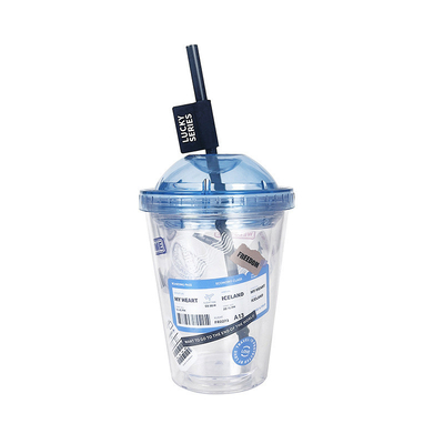 High Beauty Instagram Straw Cup Creative Plastic Double Layer Water Cup for Summer Gift