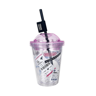 High Beauty Instagram Straw Cup Creative Plastic Double Layer Water Cup for Summer Gift