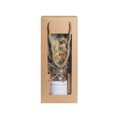 Travel Agency Delight Goddess Day Gift Carnation Dried Flower Bouquet in Glass Bottle