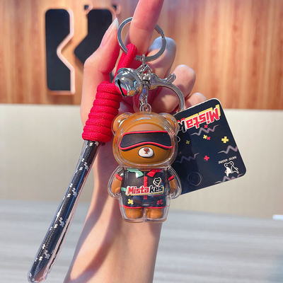 2 Color Graphics Printing Cool Bear Keychain Acrylic Doll Keychain for Office Products