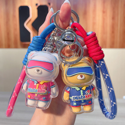 2 Color Graphics Printing Cool Bear Keychain Acrylic Doll Keychain for Office Products
