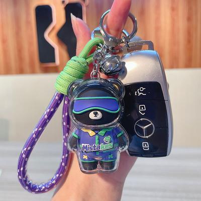 2 Color Graphics Printing Cool Bear Keychain Acrylic Doll Keychain for Office Products