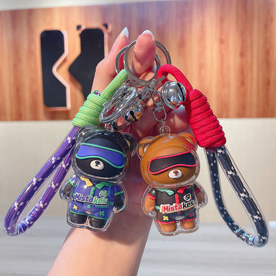2 Color Graphics Printing Cool Bear Keychain Acrylic Doll Keychain for Office Products