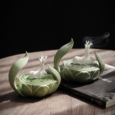 Decorative Arts and Crafts Ornaments Zhaocai Xiaolu Plate Incense Stove for Clubhouse