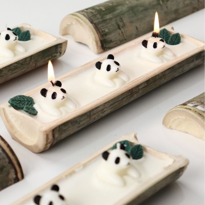 Customized Bamboo Candle Good Night Panda Aromatherapy for Hotel and Resort Guests