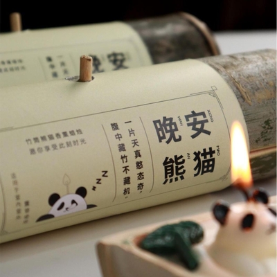 Customized Bamboo Candle Good Night Panda Aromatherapy for Hotel and Resort Guests