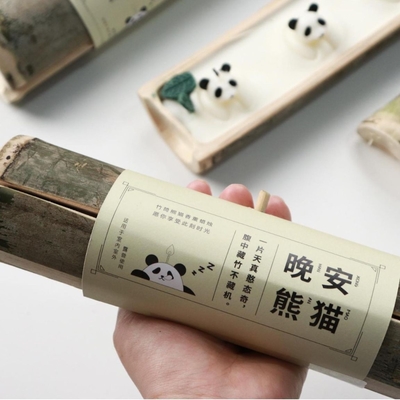 Customized Bamboo Candle Good Night Panda Aromatherapy for Hotel and Resort Guests