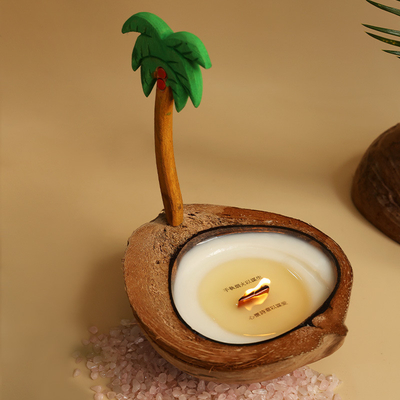 Customer's Logo Coconut Shell Aromatherapy Candle Gift Box Summer Island Fragrance