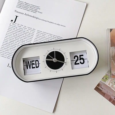 Hotel and Resort Manual Button Desktop Alarm Clock with Creative Page Flipping Calendar