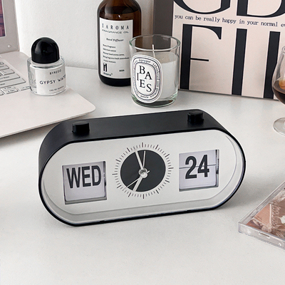 Hotel and Resort Manual Button Desktop Alarm Clock with Creative Page Flipping Calendar