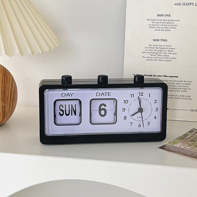 Hotel and Resort Manual Button Desktop Alarm Clock with Creative Page Flipping Calendar