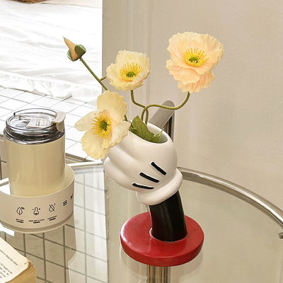 Unique Logo Design Modern Minimalist Mickey Hand Vase for Creative Home Art Decoration