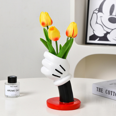 Unique Logo Design Modern Minimalist Mickey Hand Vase for Creative Home Art Decoration