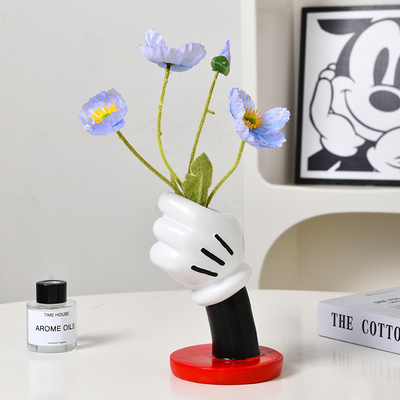 Unique Logo Design Modern Minimalist Mickey Hand Vase for Creative Home Art Decoration