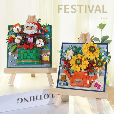 Christmas Roses Sunflowers and Lilies Small Grain Building Blocks for 3D Printmaking