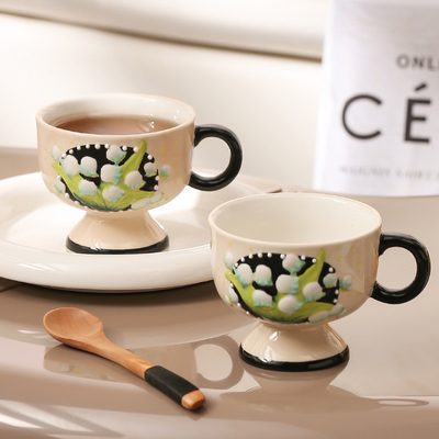 Travel Agency Essentials Hand Painted Lily of the Valley Ceramic Coffee Cup from Finland