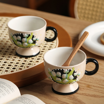 Travel Agency Essentials Hand Painted Lily of the Valley Ceramic Coffee Cup from Finland