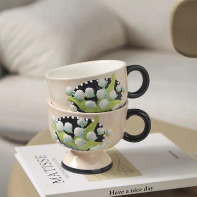 Travel Agency Essentials Hand Painted Lily of the Valley Ceramic Coffee Cup from Finland
