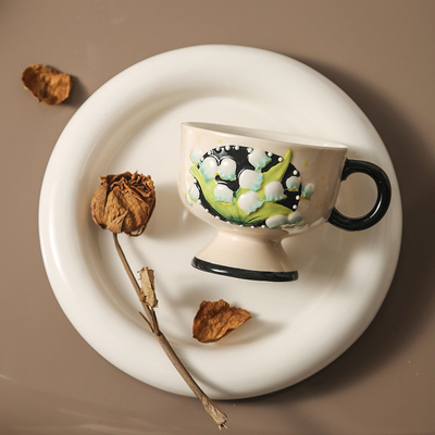 Travel Agency Essentials Hand Painted Lily of the Valley Ceramic Coffee Cup from Finland