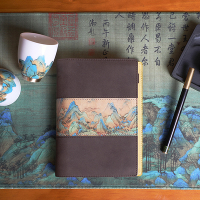 Customized Logo Business Gift Box Cultural Notebook Porcelain Cups and Brass Wooden Pen