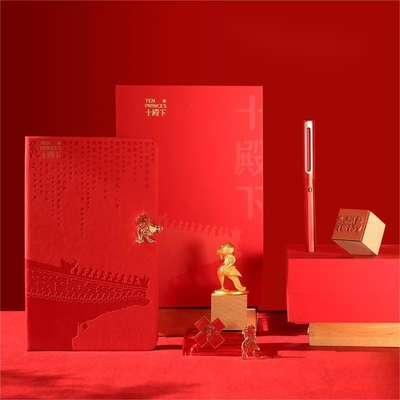 Gift Set for Agriculture Industry Hand Ledger Book Signature Pen Badge and Phoenix Ornament