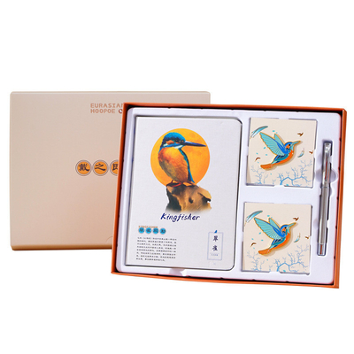 Customized Good Luck Bird Gift Box Set Notebook Brooches and Pen for Business Gifting