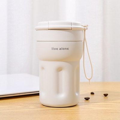 Hotel and Resort Must-Have Portable Insulated Coffee Cup with Dual Drinking Straw