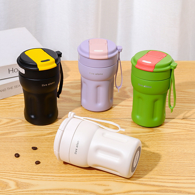 Hotel and Resort Must-Have Portable Insulated Coffee Cup with Dual Drinking Straw
