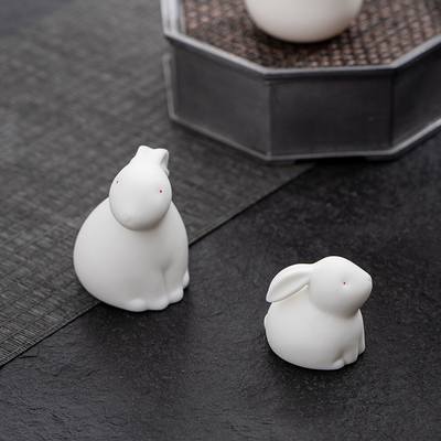 Indoor Tea Pet Ornaments Cute Jade Rabbit Ceramic Decor for Mid Autumn Festival Gifts