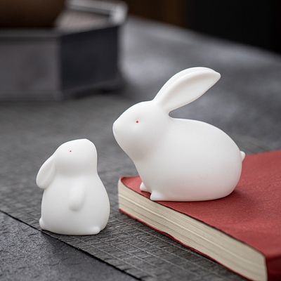 Indoor Tea Pet Ornaments Cute Jade Rabbit Ceramic Decor for Mid Autumn Festival Gifts