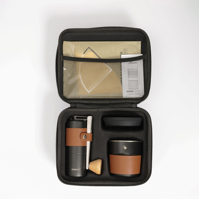 Outdoor Portable Coffee Set with Hand Cranked Bean Grinder and Filter Cup Combination