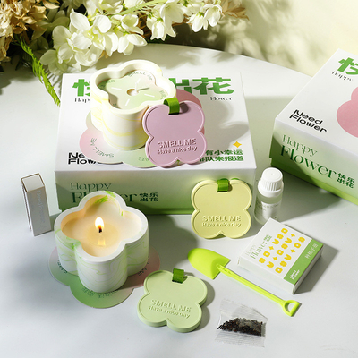 Happy Flower Art Aromatherapy Gift Box with Silk Screen Printing Teacher's Day Gift