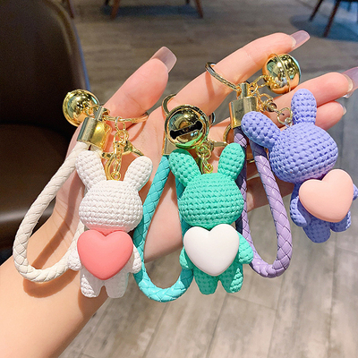 2 Color Graphics Resin Woven Love Rabbit Keychain for Mid Autumn Festival Celebration