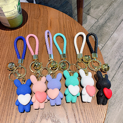2 Color Graphics Resin Woven Love Rabbit Keychain for Mid Autumn Festival Celebration