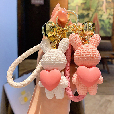 2 Color Graphics Resin Woven Love Rabbit Keychain for Mid Autumn Festival Celebration