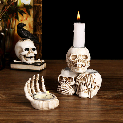 Thanksgiving Skeleton Resin Decoration Desktop Decoration Candle Holder for Craft Gift