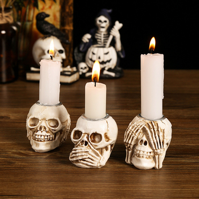 Thanksgiving Skeleton Resin Decoration Desktop Decoration Candle Holder for Craft Gift