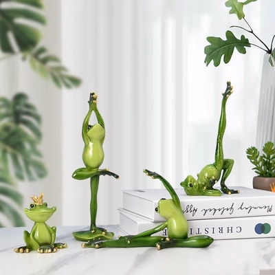 Creative Glass Yoga Frog Resin Decoration Perfect Gift for TV Cabinet and Wine Cabinet