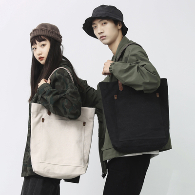 Customer's Logo Retro Art Canvas Shoulder Bag Minimalist Design for Company Event Gift